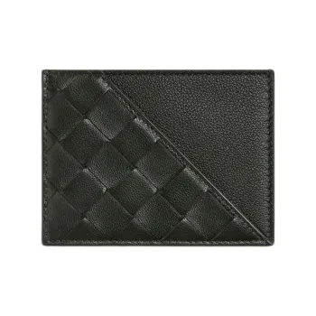 Bottega Veneta Intrecciato Lambskin Card Holder Men's Dark Green