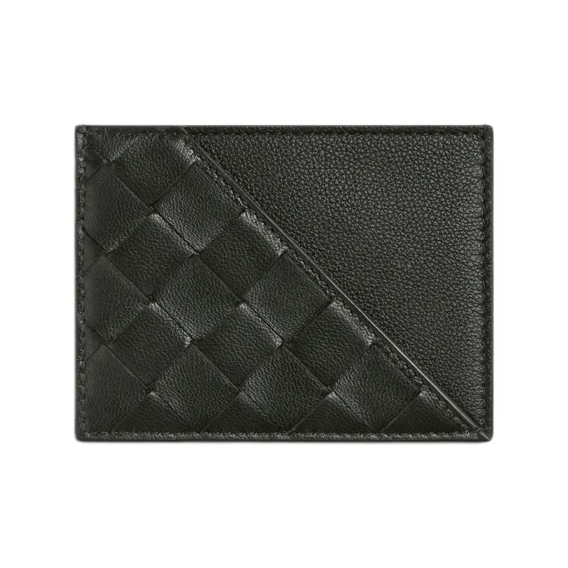 Bottega Veneta Intrecciato Lambskin Card Holder Men's Dark Green-0