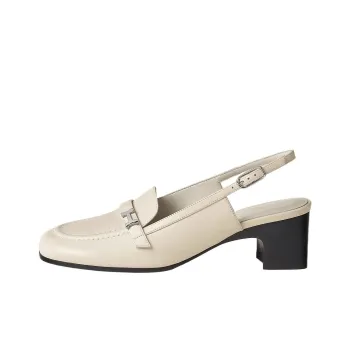 HERMES Infinie Chunky Heel High Heels 3cm Women's Ecru