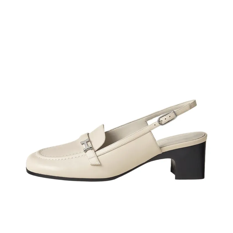 HERMES Infinie Chunky Heel High Heels 3cm Women's Ecru-0