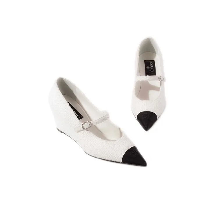 CHANEL High Heels Women's White/Black-2