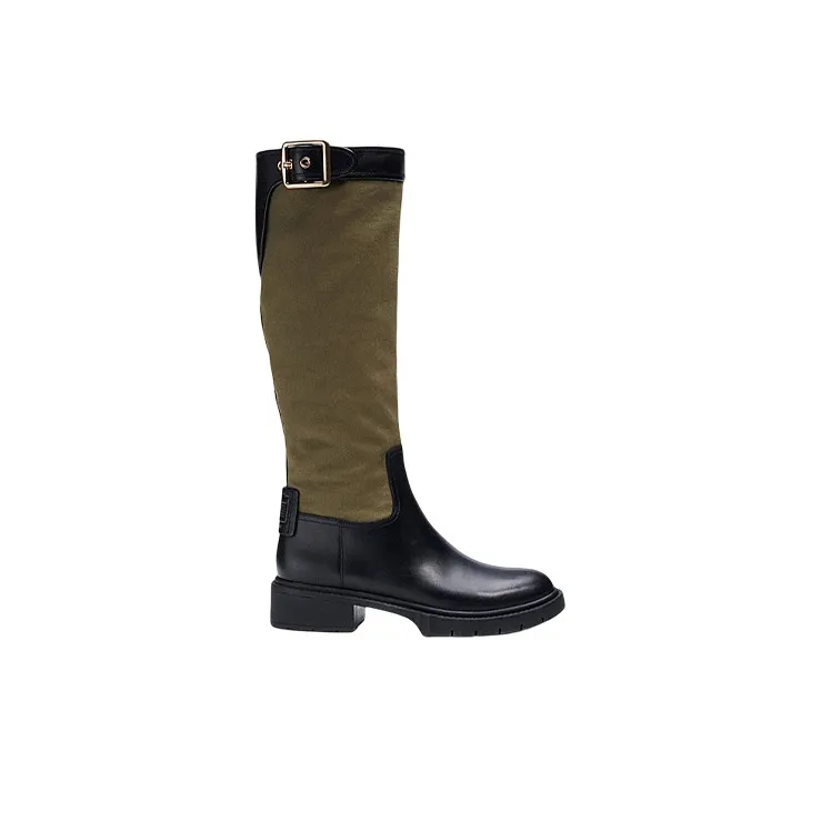 COACH Knee high Boots Women's Black Green-1