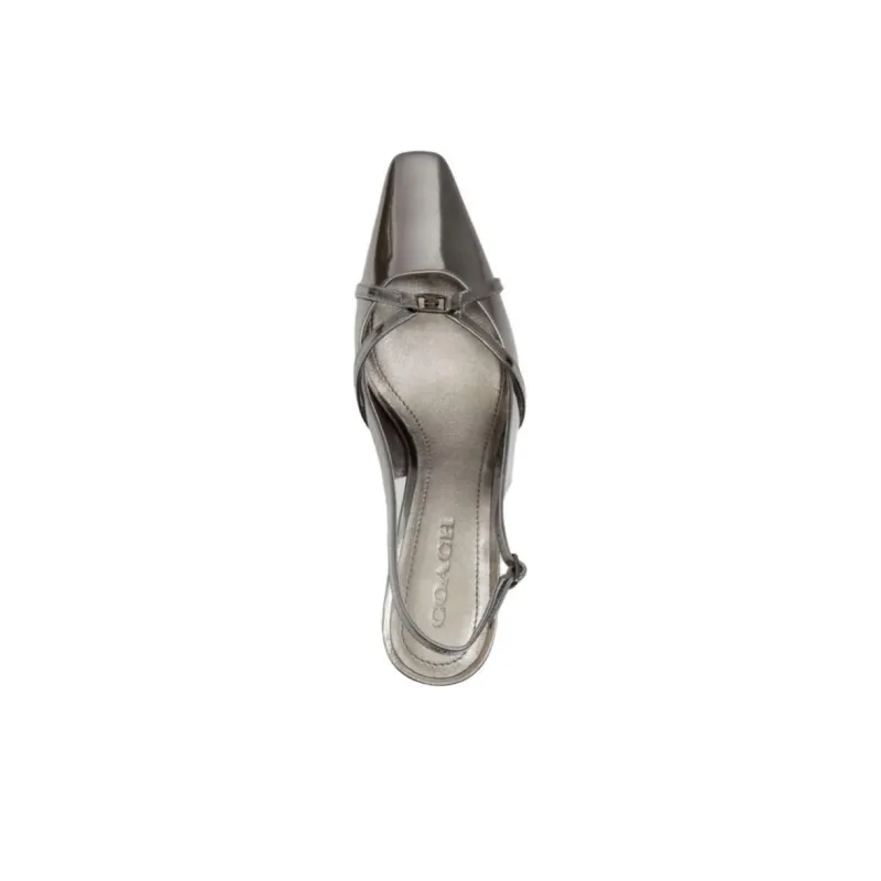 COACH Rowyn Block Heel High Heels 6.5cm Women's Silver-3