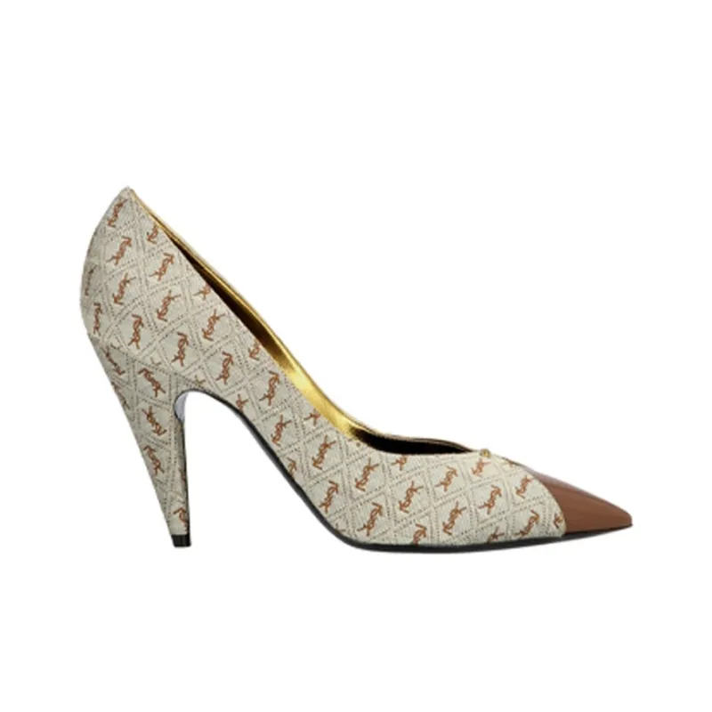 SAINT LAURENT All-over Logo Pointed Pumps-1