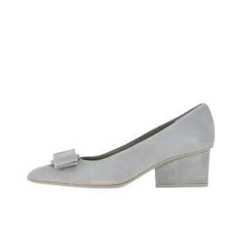 FERRAGAMO Viva Block Heel High Heels 5.5cm Women's Gray
