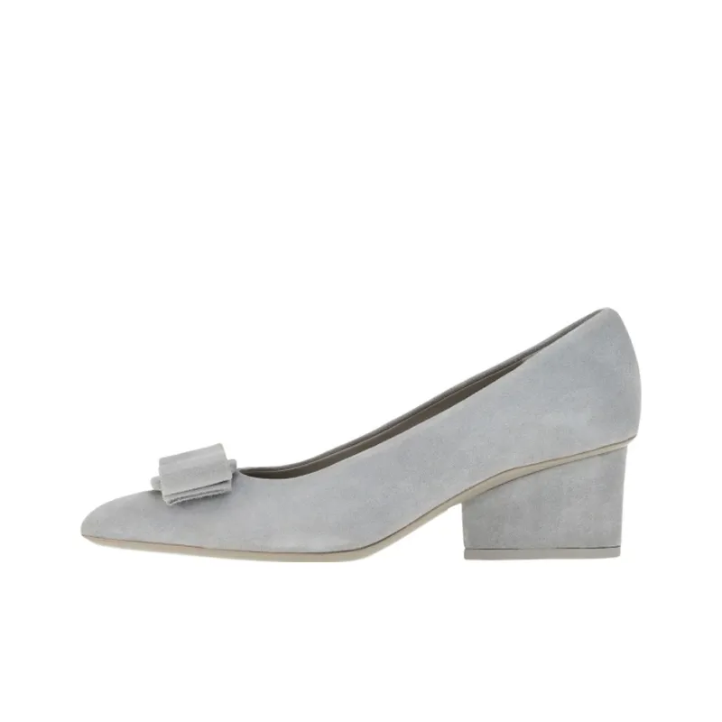 FERRAGAMO Viva Block Heel High Heels 5.5cm Women's Gray-0
