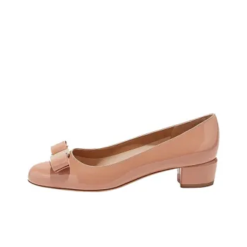FERRAGAMO Vara Chunky Heel High Heels Women's Nude Pink