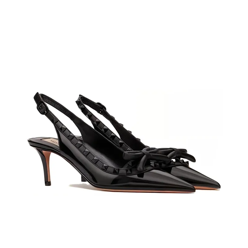 Valentino Garavani Rockstud 60mm Bow-detail Slingback Pumps-1