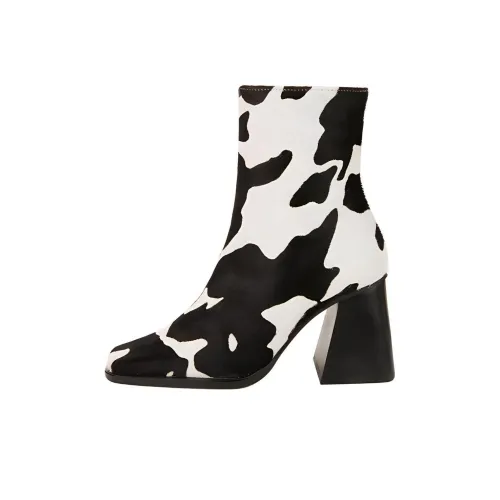 ALOHAS Ankle boots Silver Women's Black White