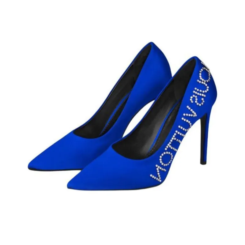 LOUIS VUITTON Call Back Slim Heel High Heels 10.5cm Women's Blue-2