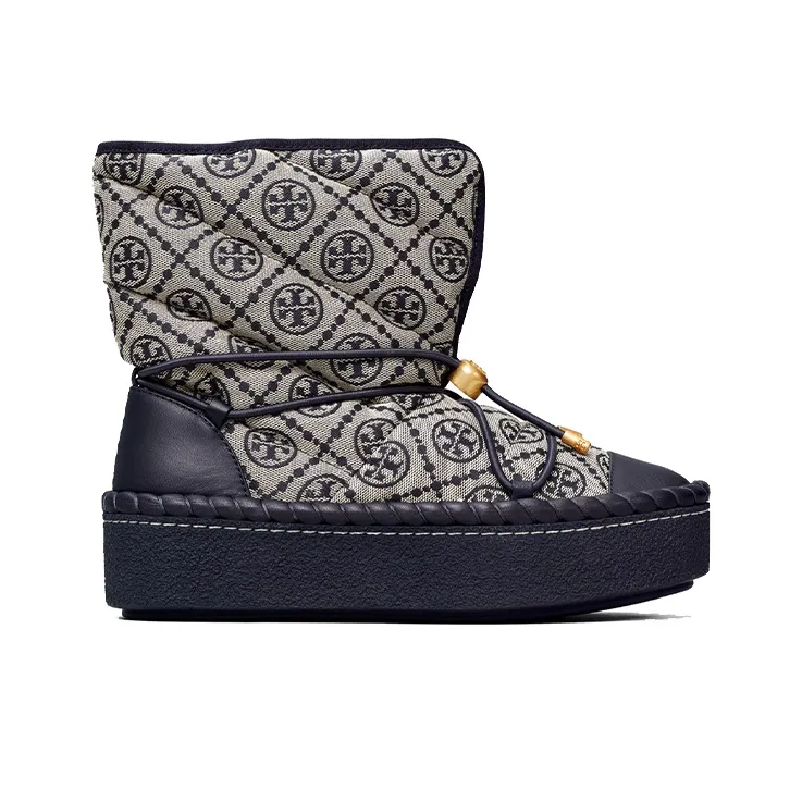 TORY BURCH T Monogram Warm Snow Boots Women's Marine Blue-1