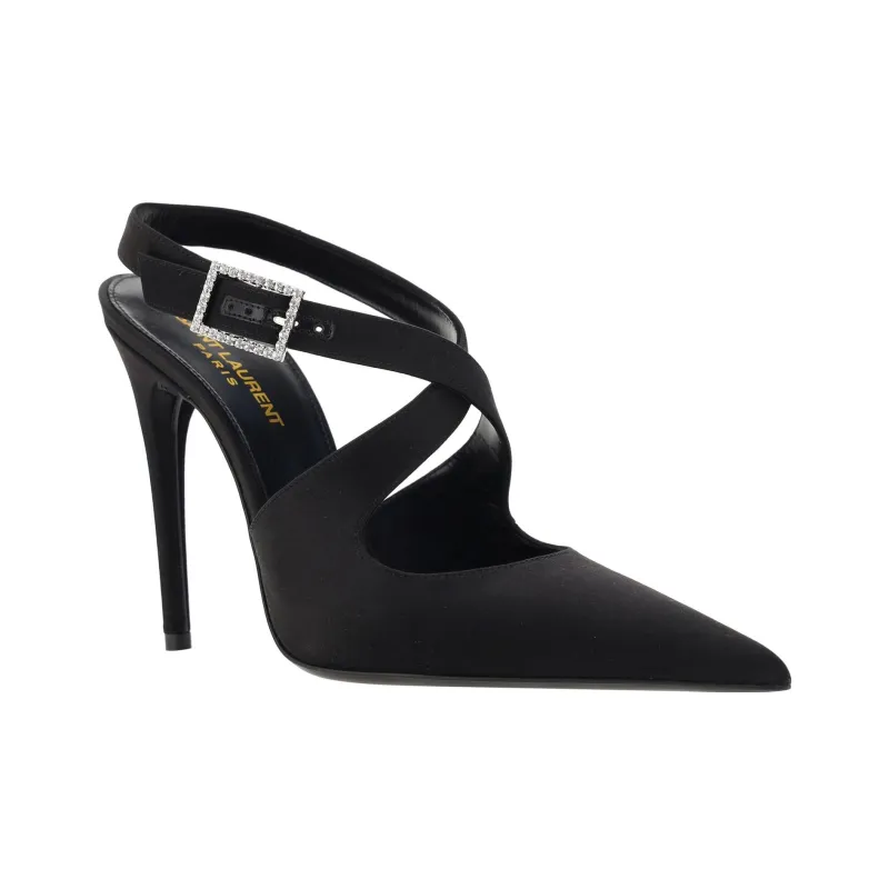 SAINT LAURENT Spontini 110mm Satin Slingback Pumps-3