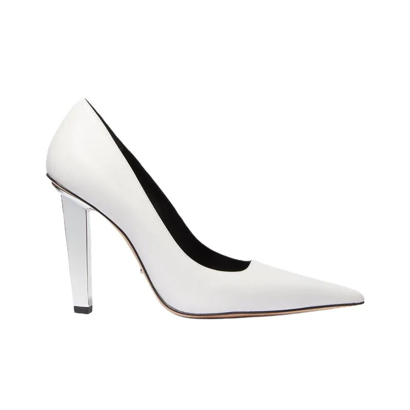 MICHAEL KORS Halle Chunky Heel High Heels 11cm Women's White-1