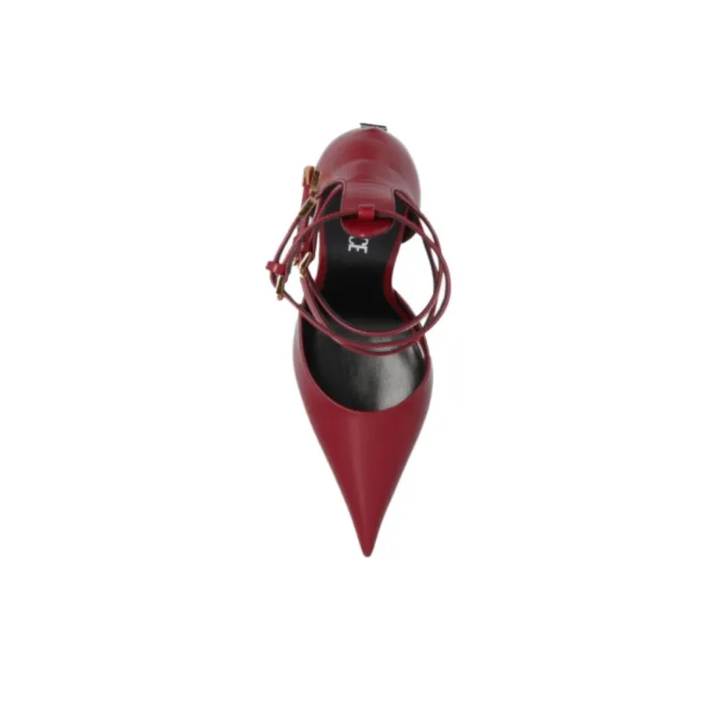 VERSACE Slim Heel High Heels 11cm Women's Burgundy-4