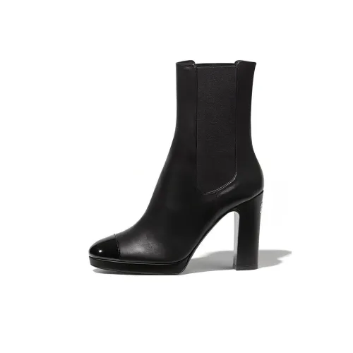 CHANEL Short Chelsea Boots Women's Black