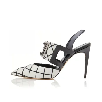 MANOLO BLAHNIK Bimi Slim Heel High Heels 10.5cm Women's Black White