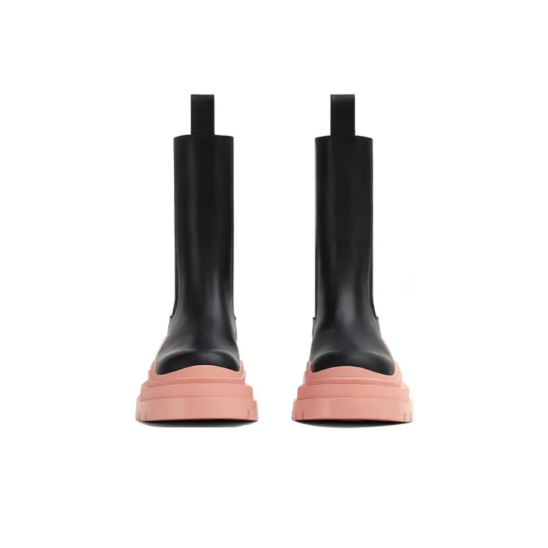 Bottega Veneta Tire Chelsea Boots Women's Black Pink-2