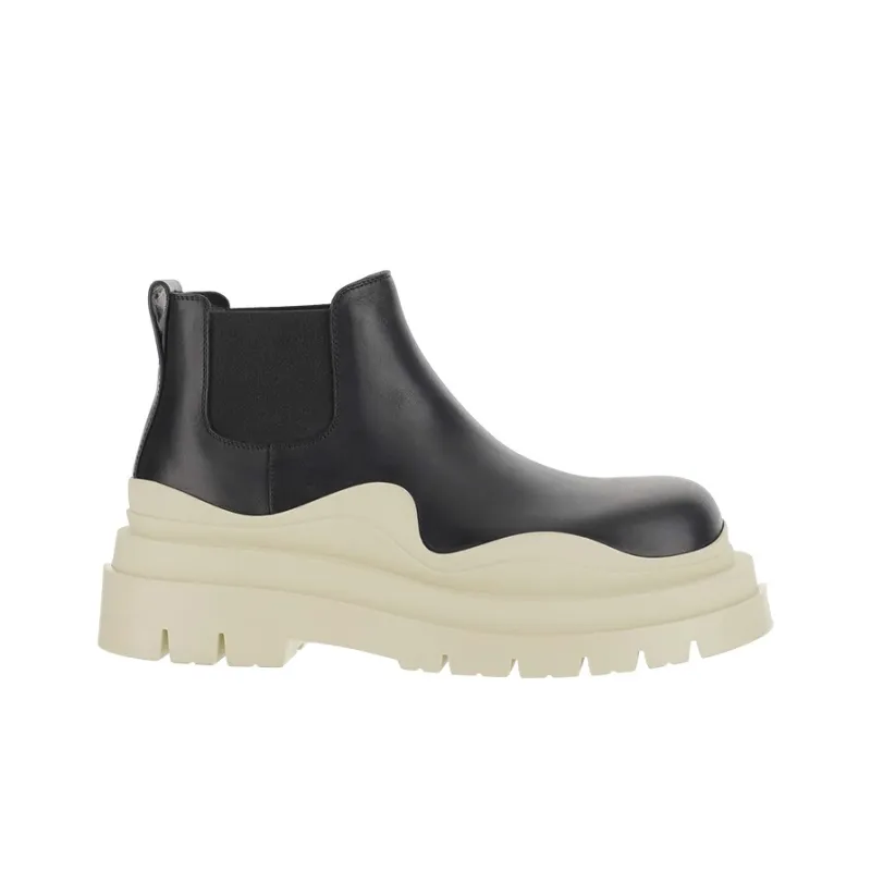 Bottega Veneta Padded Ankle Length Chelsea Boots Men's Beige Black-1