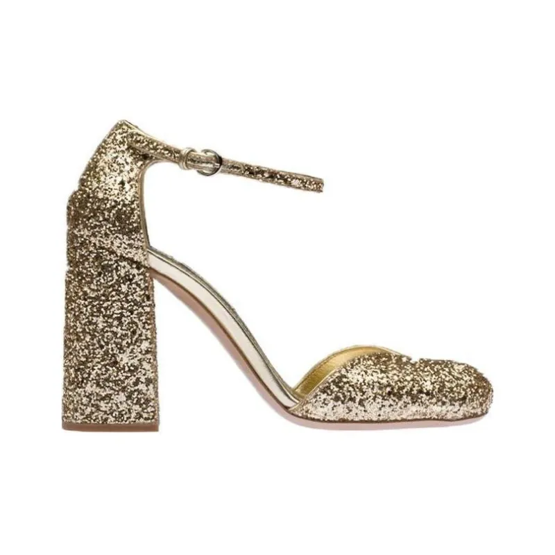 MIU MIU Chunky Heel High Heels 10cm Women's Pyrite-1