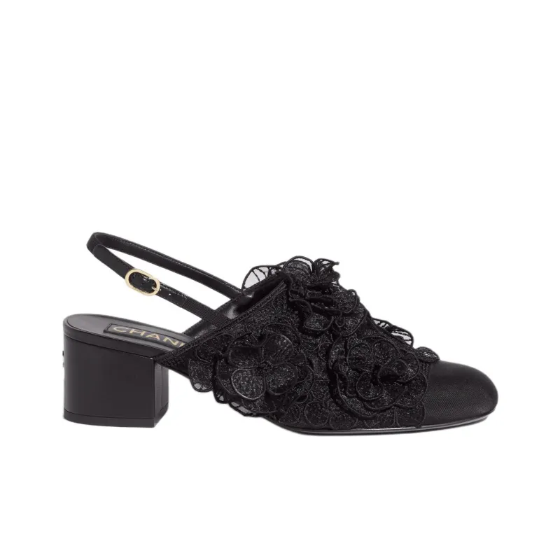 CHANEL Chunky Heel High Heels 5cm Women's Black-1