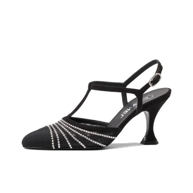 CHANEL Irregular Heel High Heels 8cm Women's Black-0
