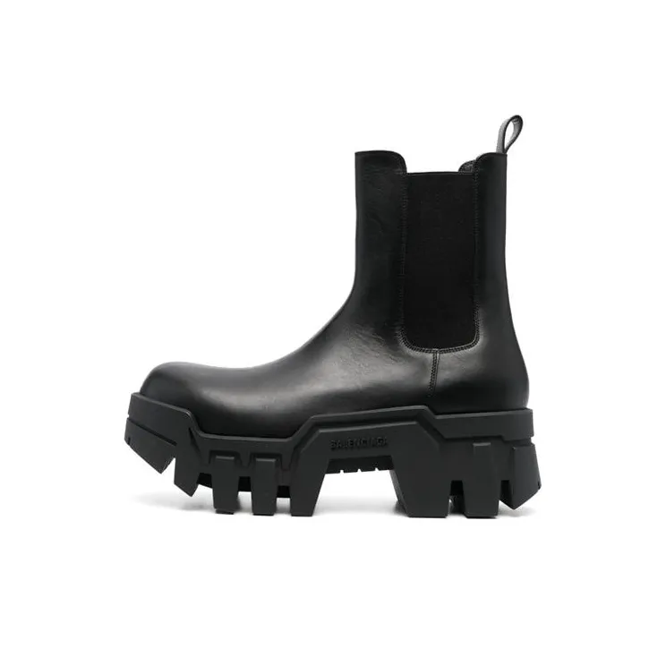Balenciaga Chelsea Bulldozer 80mm Boots Black Matte Calkskin Men's-0