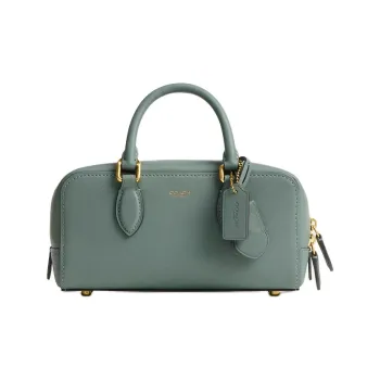 COACH Bowery Glove Tanned Leather Shoulder Bag, Crossbody Bag, Handbag Small Size Women's Brass With Sage