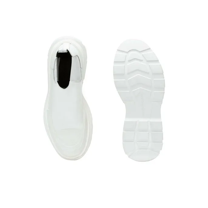 Alexander McQueen Tread Slick Chelsea Boot Leather Triple White Women's-4