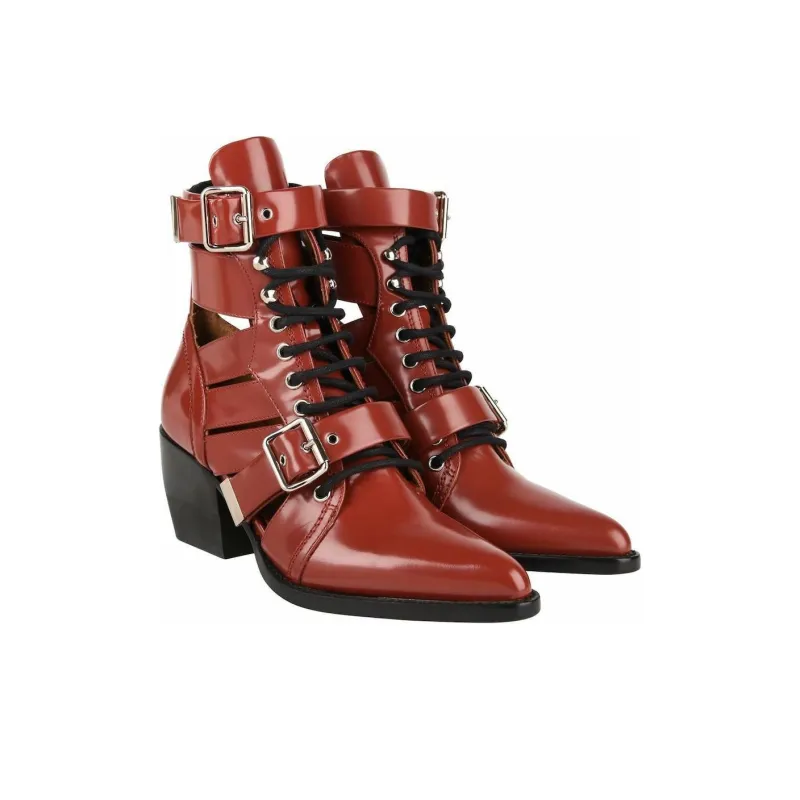 Chloé Ankle Boots Women's Red-2