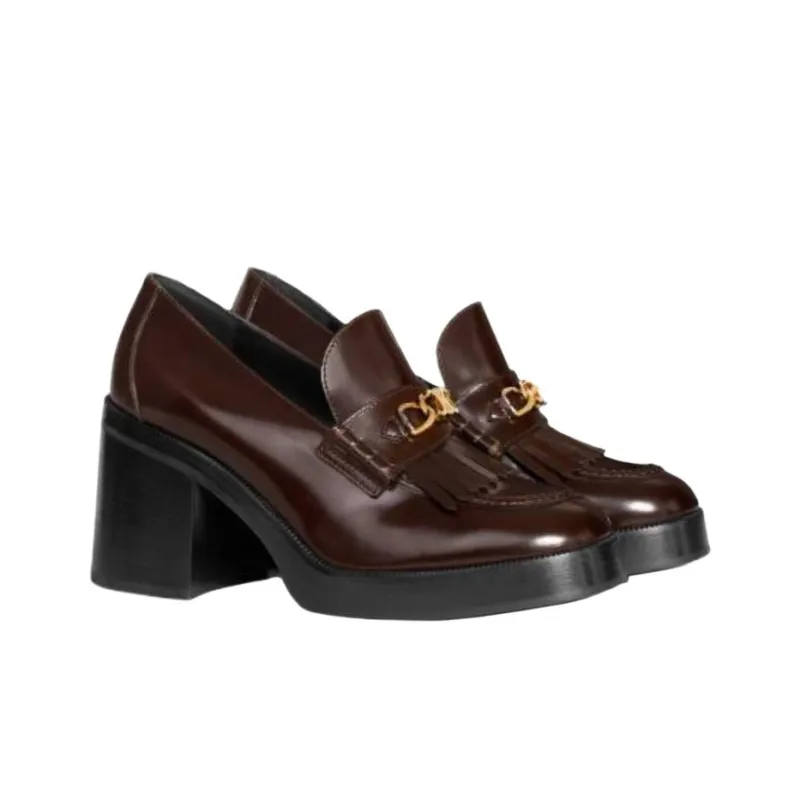 CELINE Tess Chunky Heel High Heels Women's Brown-2