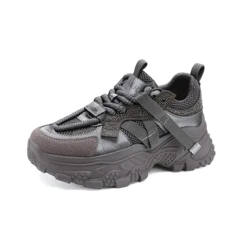 FOXER Abrasion Resistant, Lightweight, And Breathable Low Top Chunky Sneakers Women's Gray