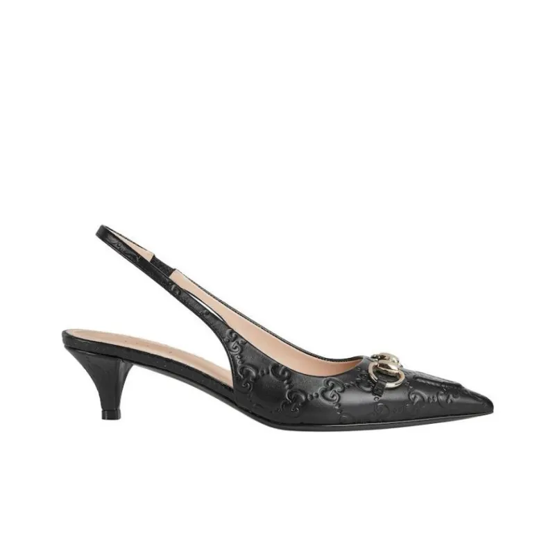 GUCCI Horsebit Cone Heel High Heels 4.3cm Women's Black-1