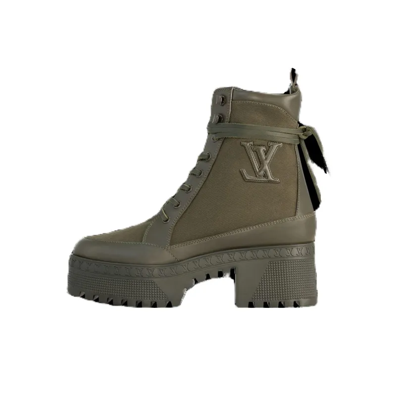 LOUIS VUITTON Laureate Ankle Boots 6cm Women's Khaki Green-0