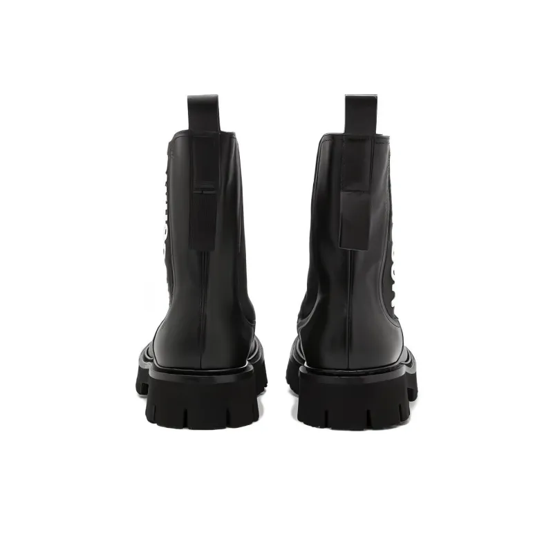 MOSCHINO Short Chelsea Boots Men's Black White-4