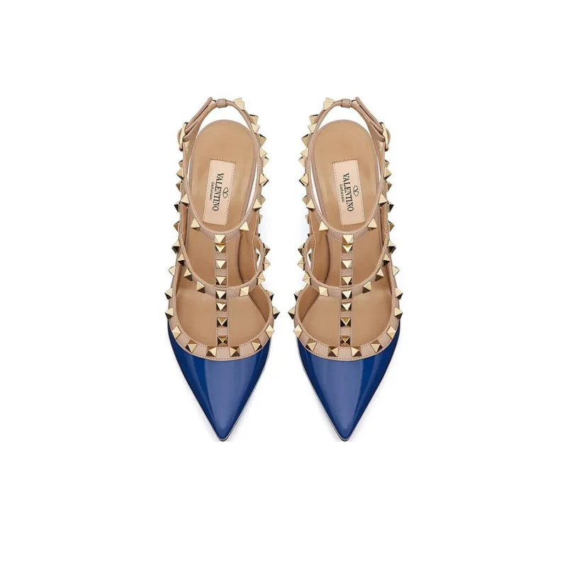 Valentino ROCKSTUD Slim Heel High Heels Women's Blue-2