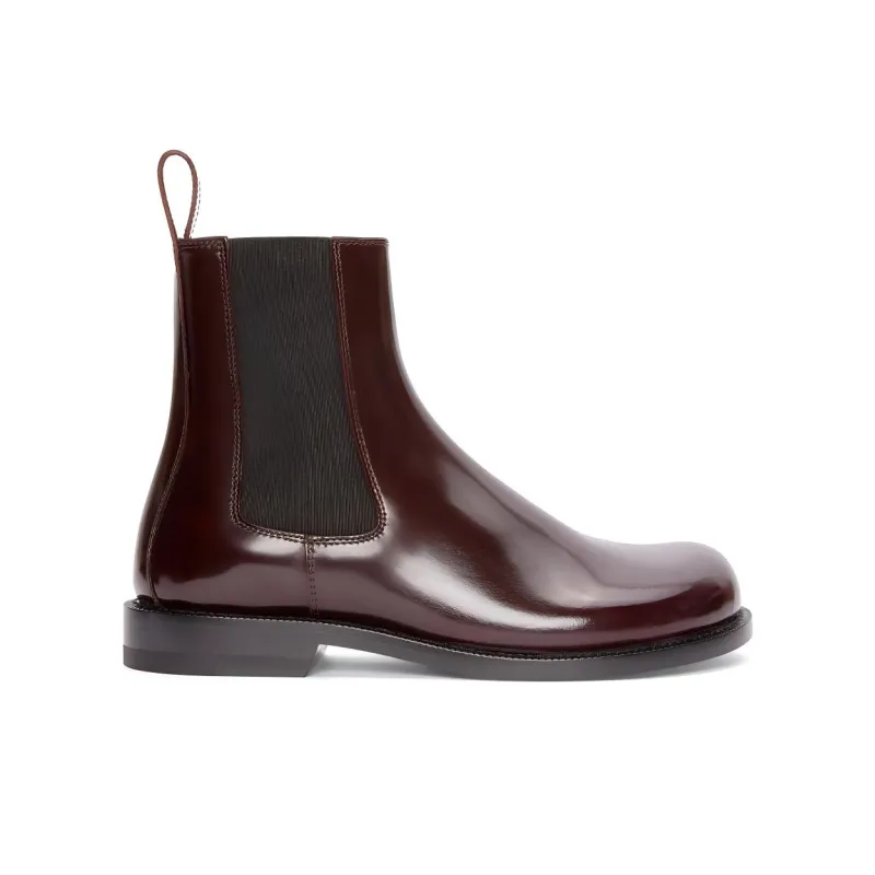 LOEWE Campo Short Chelsea Boots Women's Burgundy-1