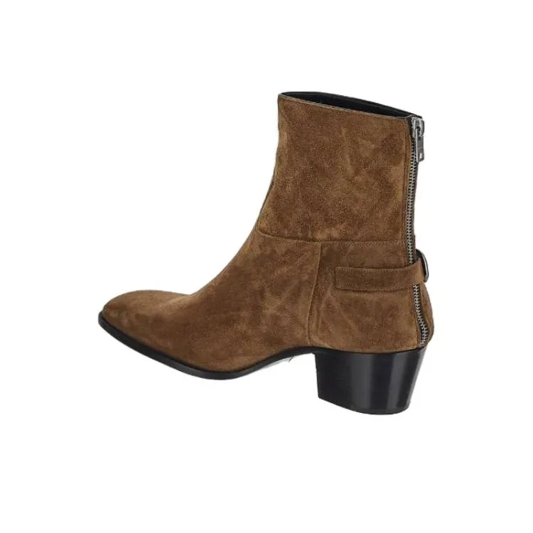 CELINE Drugstore Back Buckle Zipped Boot Taupe-3
