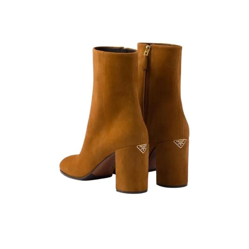 PRADA Ankle Boots 8.5cm Women's Yellow Brown-3