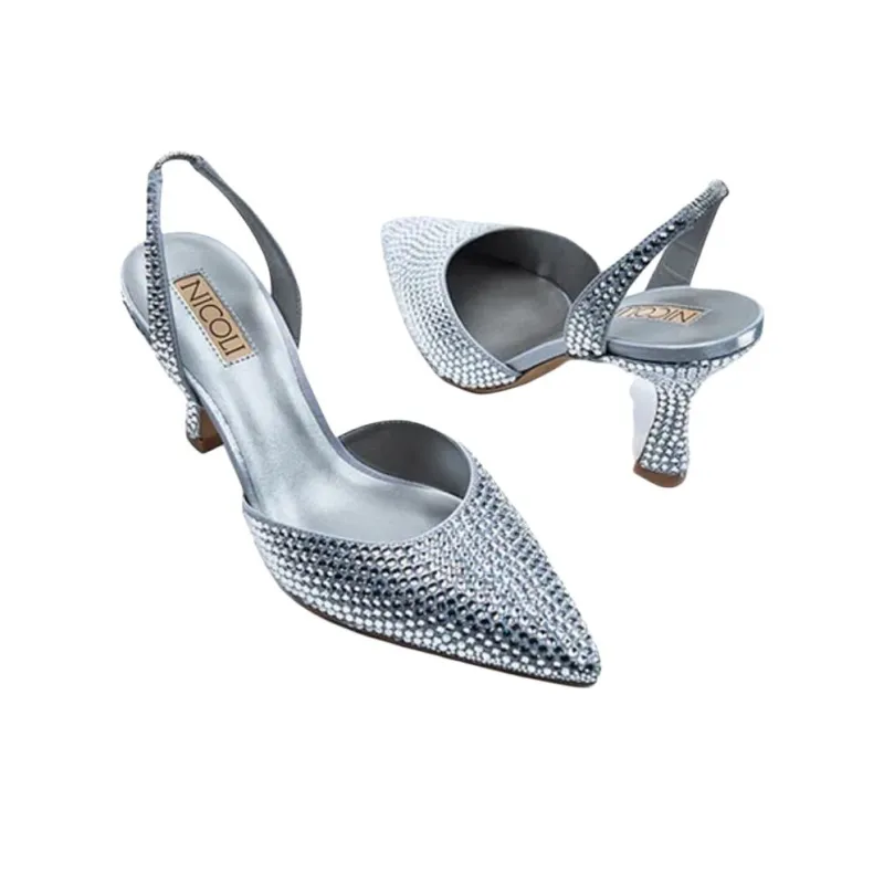 NICOLI Hayley High Heels 8cm Women's Silver-3