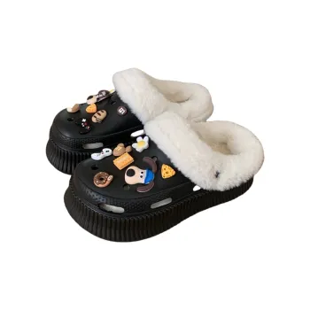 SHIGUDE Cotton Slippers Women's Black