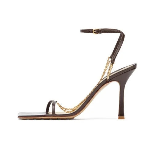 Bottega Veneta Expedited Delivery Slim Heel Strap Sandals Women's Brown