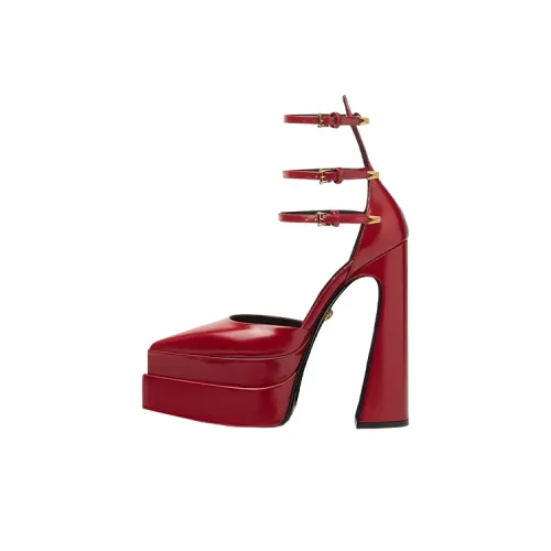 VERSACE Chunky Heel High Heels Women's Red
