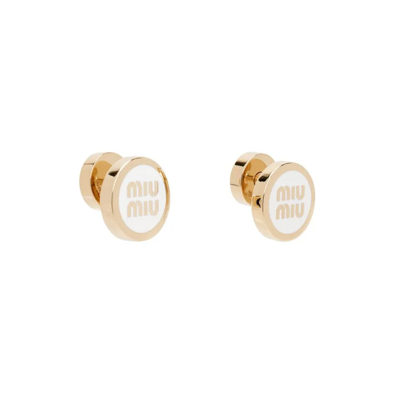 MIU MIU Logo embossed Stud Earrings-3