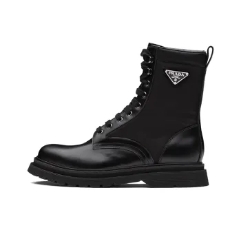 PRADA Logo plaque Panelled Ankle Boots