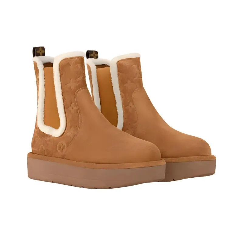 LOUIS VUITTON Aspen Short Chelsea Boots Women's Brown-2