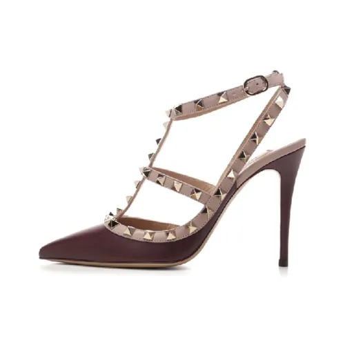 Valentino Slim Heel High Heels 10.5cm Women's Burgundy