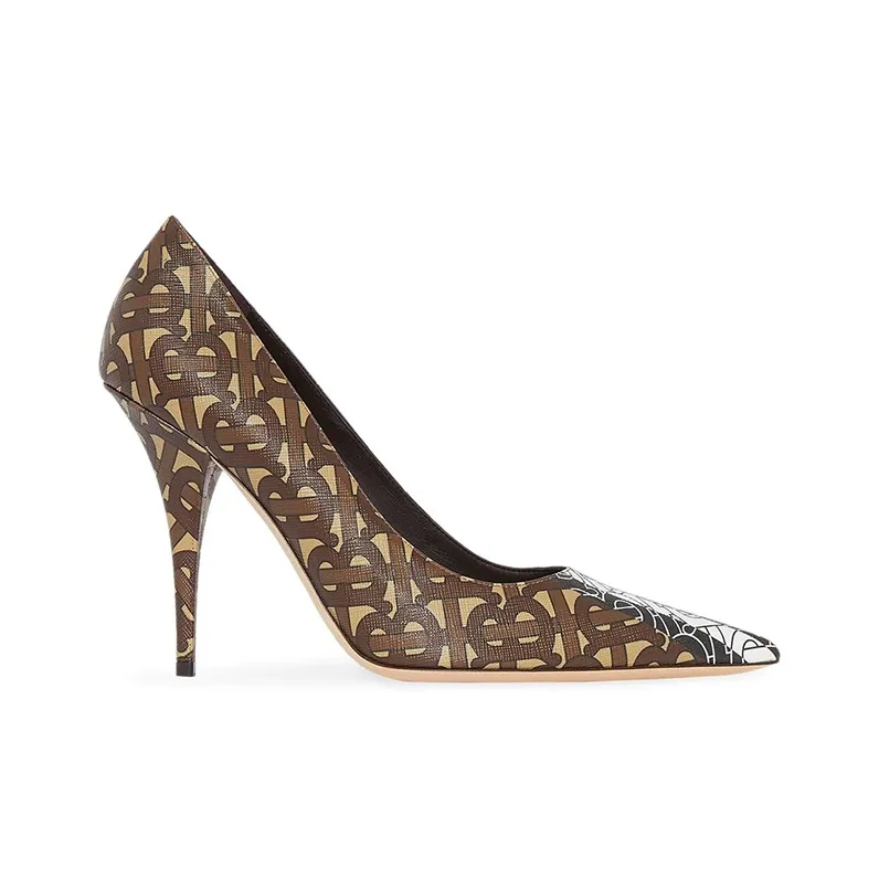 Burberry Elodie Monogram Print Pointed toe Pumps 'Brown' Women's-1