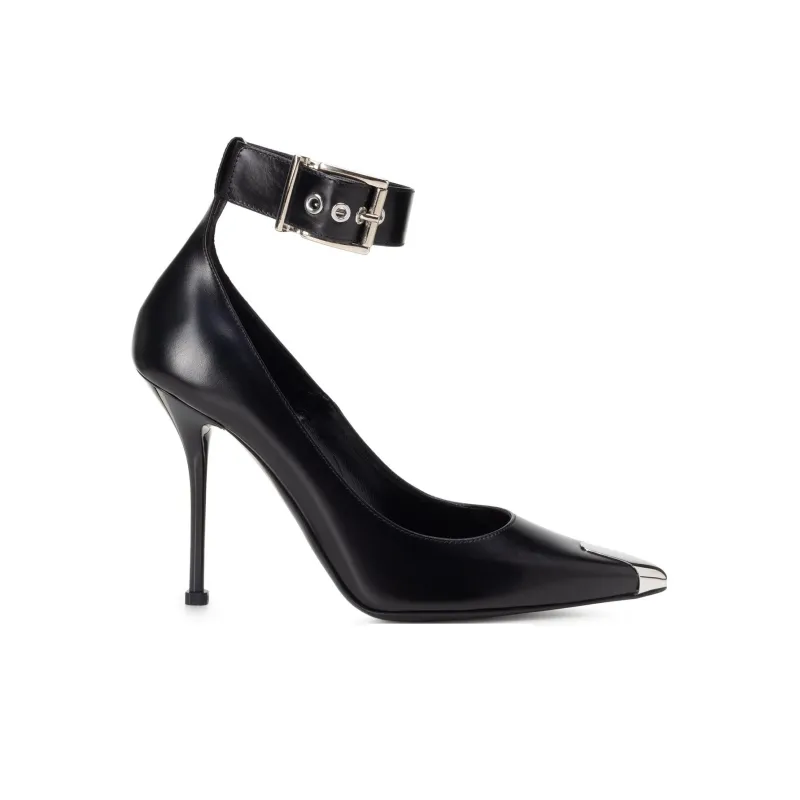 Alexander McQueen Pointed Toe Buckle Strap Detailed Pumps-1