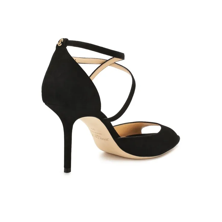 Jimmy Choo Emsy Slim Heel One Strap Sandals 8.5cm Women's Black-3