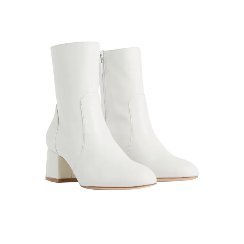 Stuart Weitzman/SW Flareblock Ankle Boots 6cm Women's White-2